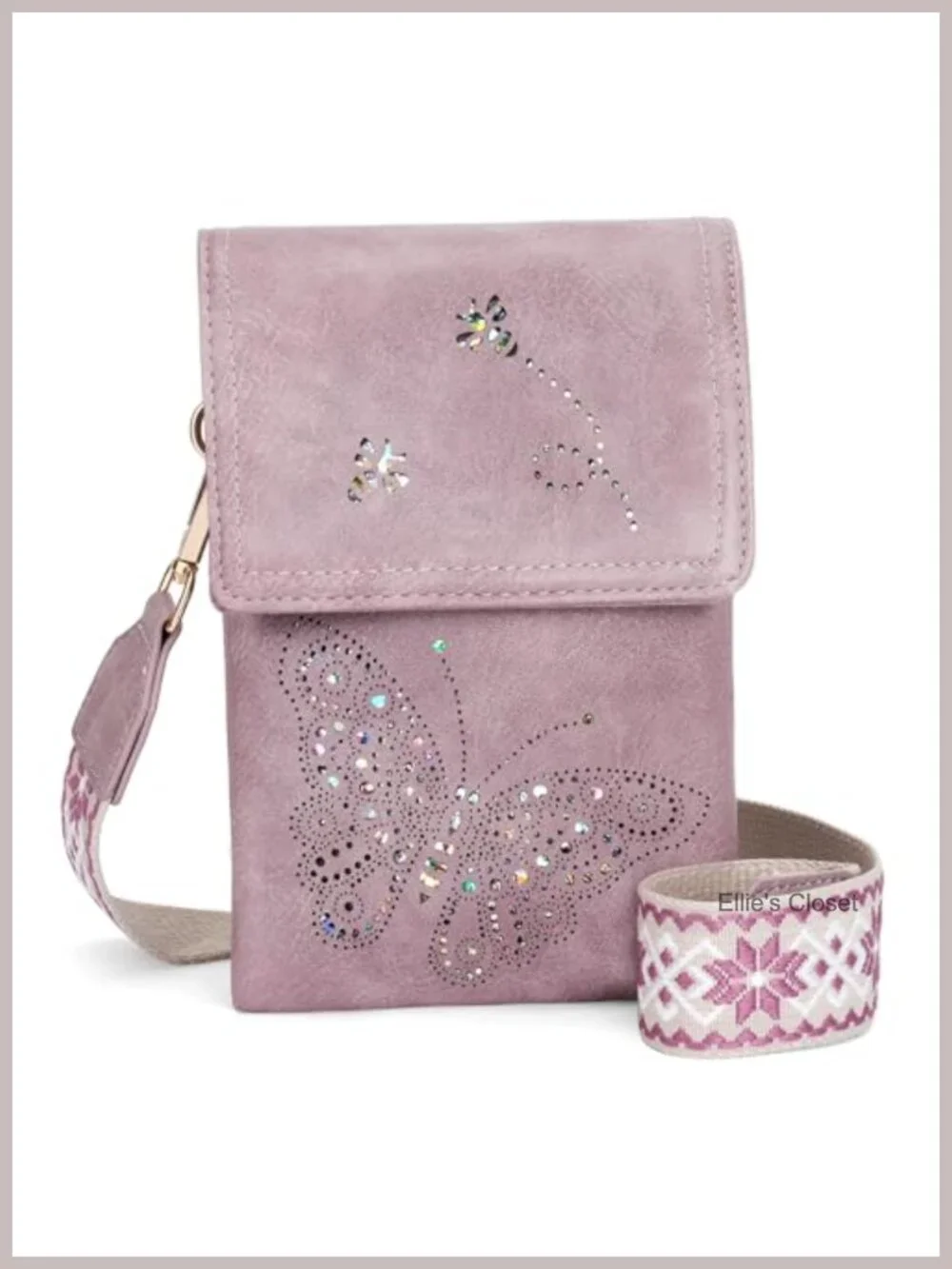Vegan Leather Mini Crossbody Bag with Triple Pockets for Phones Up to 6.7